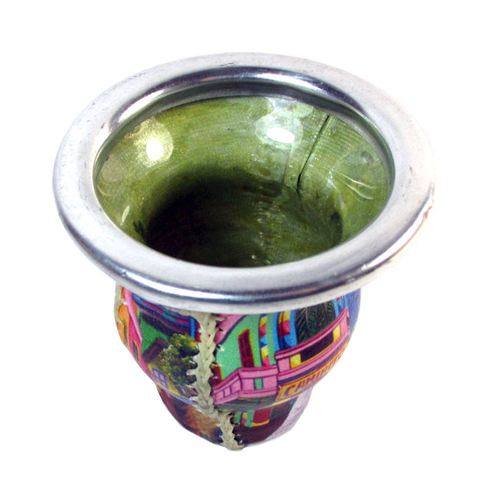 Argentina Yerba Mate Tea Gourd Glass Tango Caminito Drinking Straw Bombilla 9662