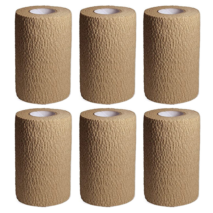 6 Pc Cohesive Bandage Self Adhesive Wrap Elastic First Aid Medical Support Tape