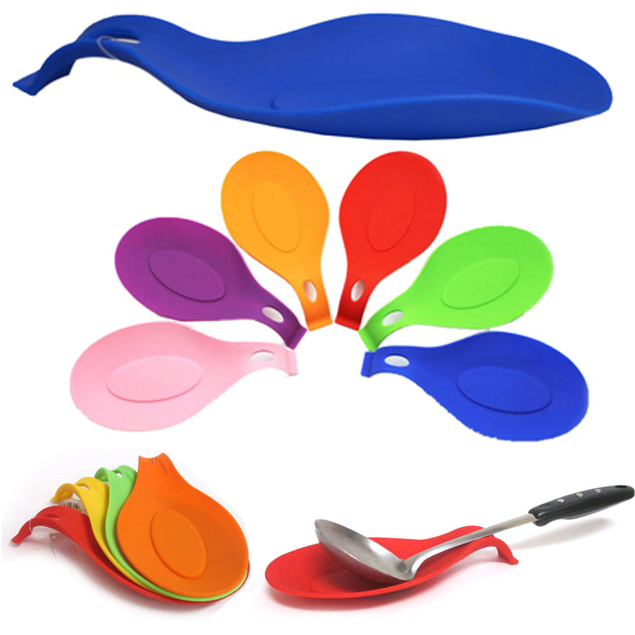 Silicone Spoon Rest Heat Resistant Kitchen Utensil Spatula Holder Cooking Tool !