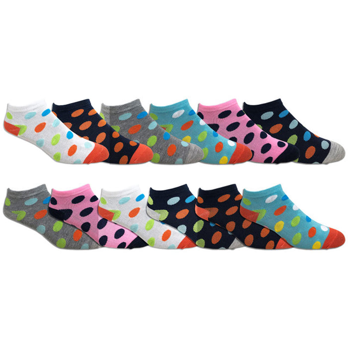 6 Pairs Women Casual Low Cut Ankle Socks No Show Polka Dot Fashion Sport US 9-11