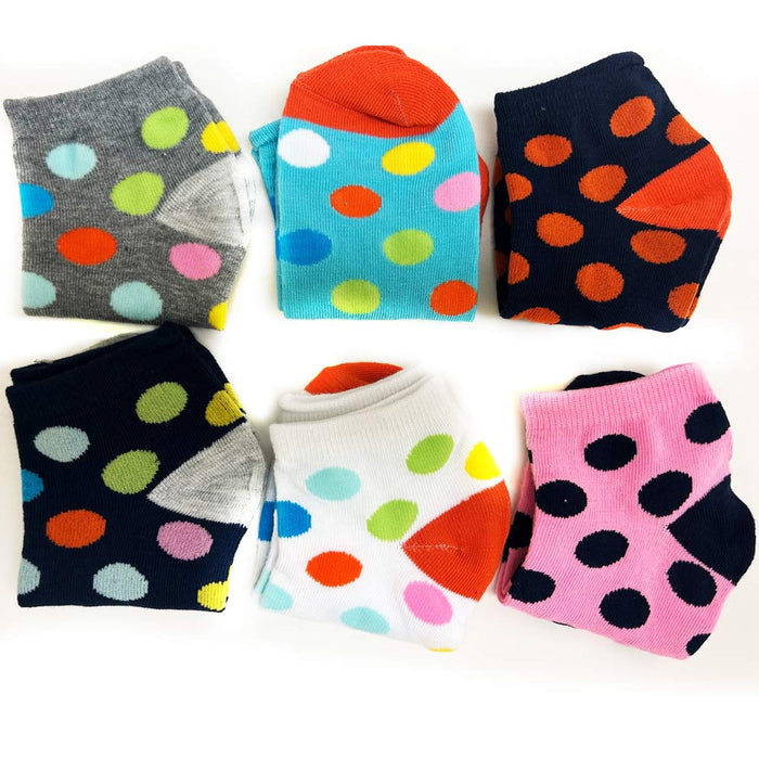 6 Pairs Women Casual Low Cut Ankle Socks No Show Polka Dot Fashion Sport US 9-11