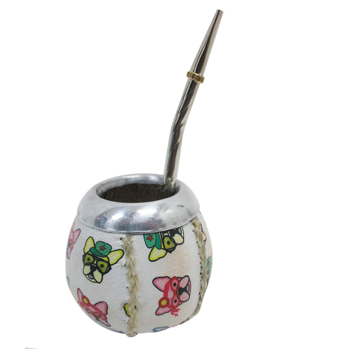 ARGENTINA MATE GOURD YERBA TEA WITH STRAW BOMBILLA GAUCHO DRINKING KIT SET 32494