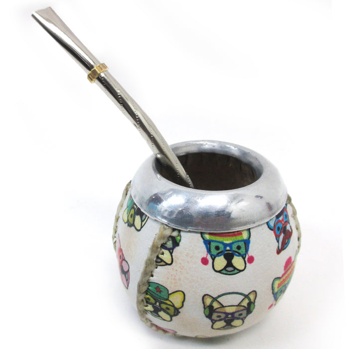 ARGENTINA MATE GOURD YERBA TEA WITH STRAW BOMBILLA GAUCHO DRINKING KIT SET 32494