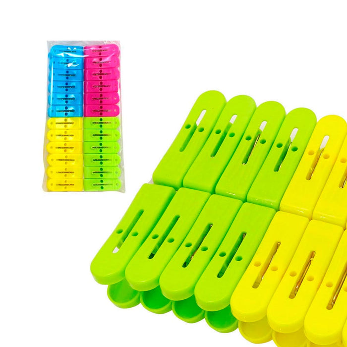 24 Plastic Clothes Pegs Clothespins Laundry Clips Pins Hangs Clothing Heavy Duty