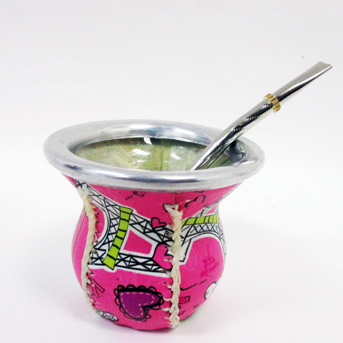 Argentina Mate Gourd Tea Glass Cup Thick Bombilla Straw Diet Drink Kit Set 2562