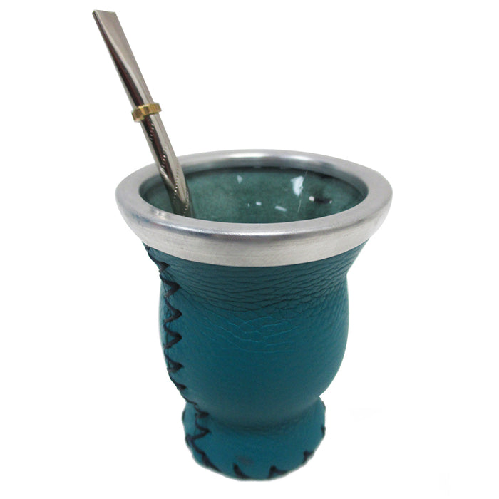 Argentina Mate Gourd Tea Glass Cup Thick Bombilla Straw Diet Drink Kit Set 32593