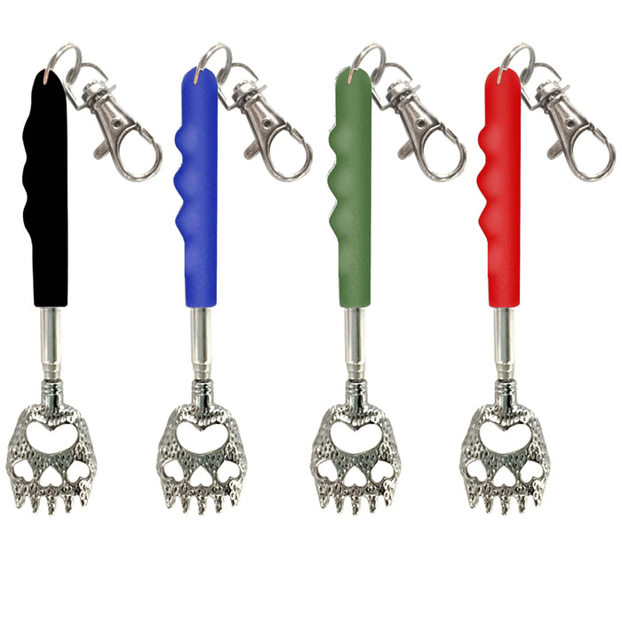 2 Pc Mini Bear Claw Back Scratcher Keychain Telescopic Metal Extendable Massager
