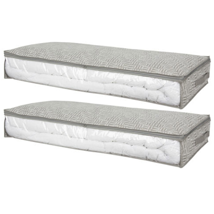 2 Pc Zippered Bin Breathable Duvet Bedding Clothing Storage Under Bed Bag 39.5"