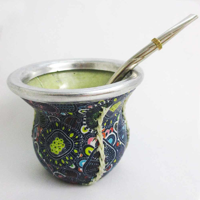 Argentina Mate Gourd Tea Glass Cup Thick Bombilla Straw Diet Drink Kit Set 60992