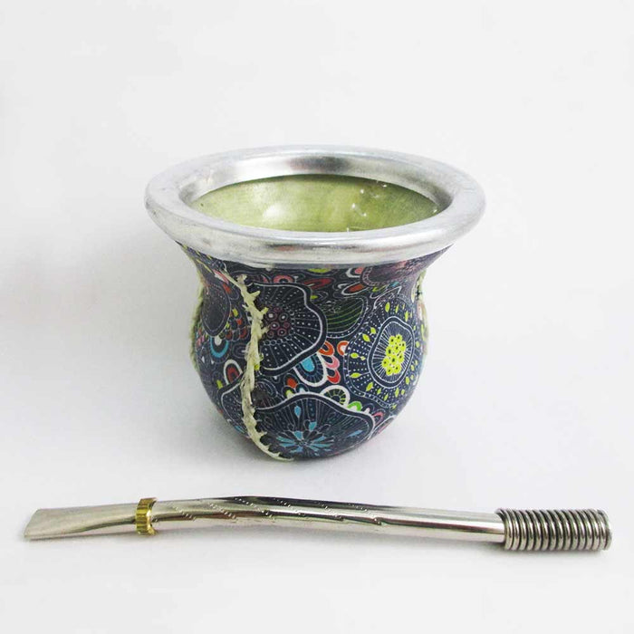 Argentina Mate Gourd Tea Glass Cup Thick Bombilla Straw Diet Drink Kit Set 60992