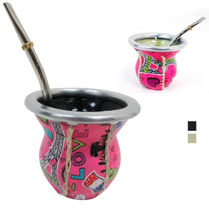 Argentina Mate Gourd Tea Glass Cup Thick Bombilla Straw Diet Drink Kit Set 2562