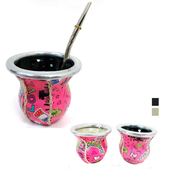 Argentina Mate Gourd Tea Glass Cup Thick Bombilla Straw Diet Drink Kit Set 2562