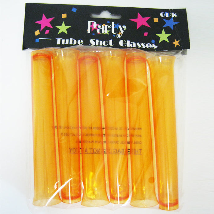 24 Party Tube Shot Glasses Test Clear Neon Plastic Shooter Bar Luau Birthday New