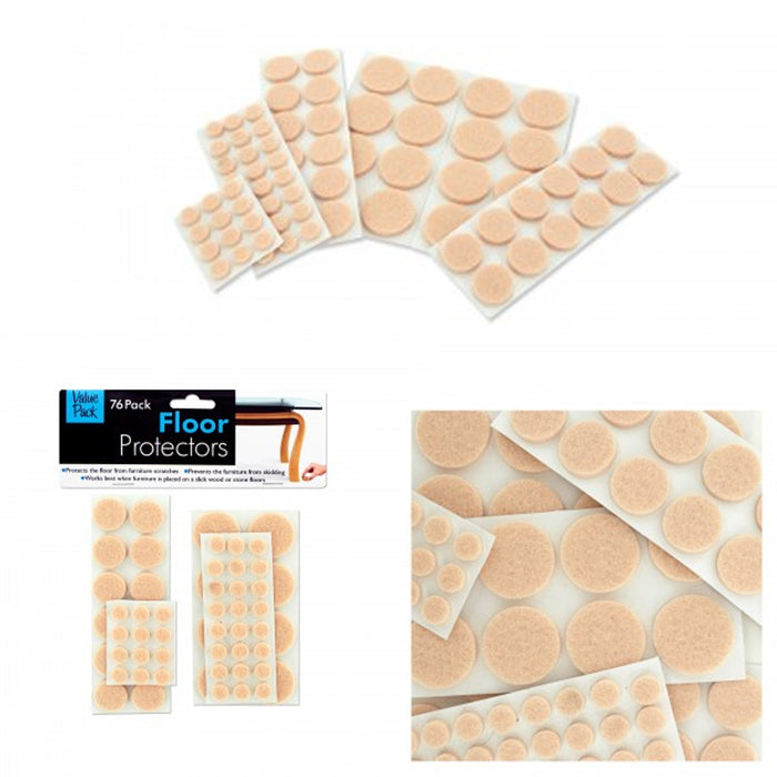 76 Self Adhesive Floor Protectors Furniture Felt Round Pads Chair Sofa Table New