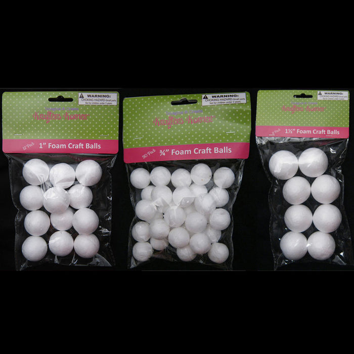 50 Foam Polystyrene Art Craft Styro White Balls Project Styrofoam 3/4" 1" 1 1/2"