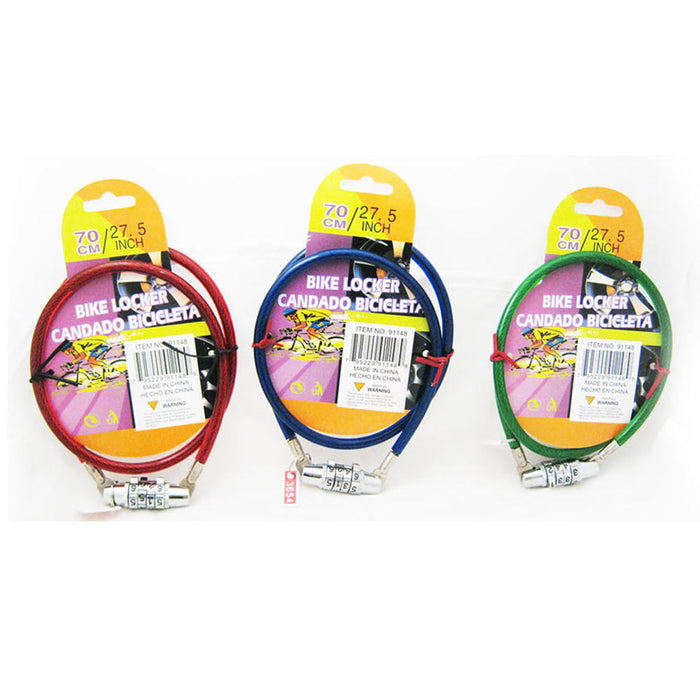 Bicycle Lock Cable Bike Flexible Four Digit Combination Security Wire Gn Rd Bl