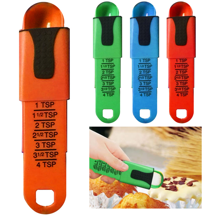 2PC Adjust A Teaspoon From Range 1-4 TSP Dry Liquid Bake Cook Fits in Spice Jar
