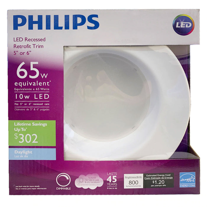 2 Philips Dimmable LED Recessed Ceiling Light Downlight Retrofit Trim 65W 5" 6"