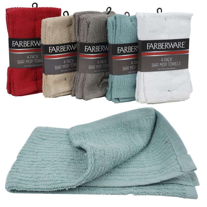 4pc Bar Mop Dish Drying Towels Absorbent Microfiber Cloth 19x16 Kitchen Cleaning