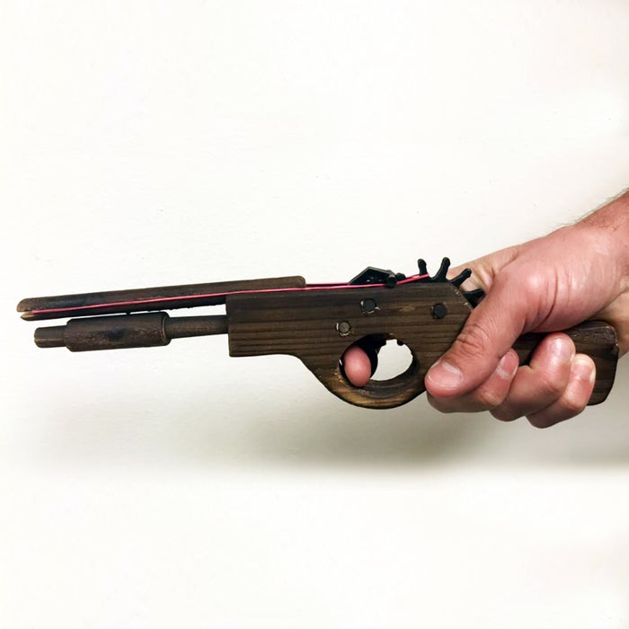 Rubber Band Gun Boy Toy Kids Outdoor Indoor Game Wooden Pistol Shooting Gag Play