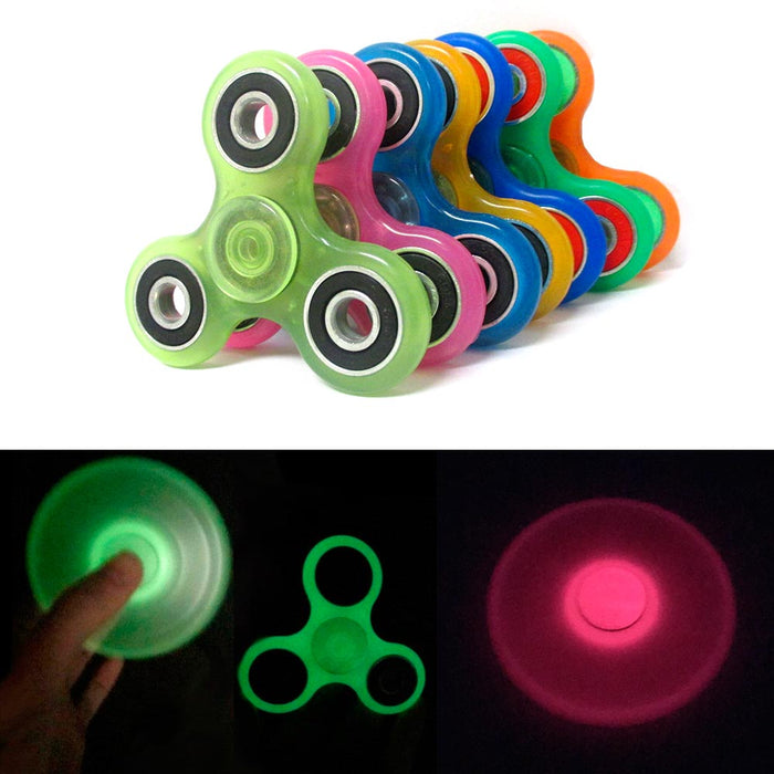 12 Fidget Hand Spinner Toy Anxiety Stress Relief Focus Glow In The Dark Metallic
