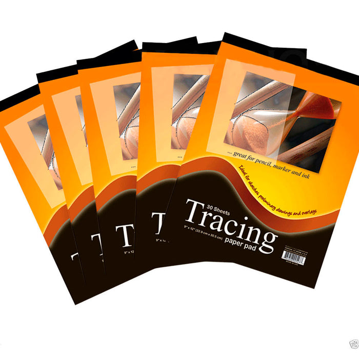 5 Pcs Tracing Paper Pads 9 x 12 Inch Premium Quality 30 Sheets Sketch Draw Art