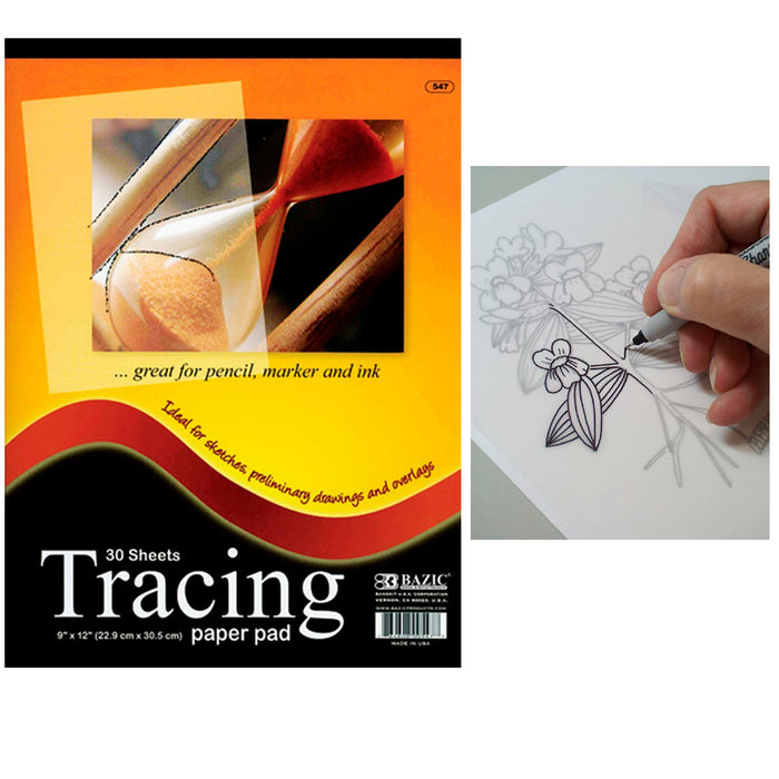 30 Sheets 9 x 12 inch Premium Quality Tracing Paper Pad Sketches Preliminary New