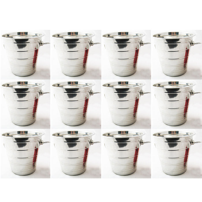 12 Stainless Steel Ice Bucket Cooler Wine Champagne Bar Beer Cooler Handle 5 Qt