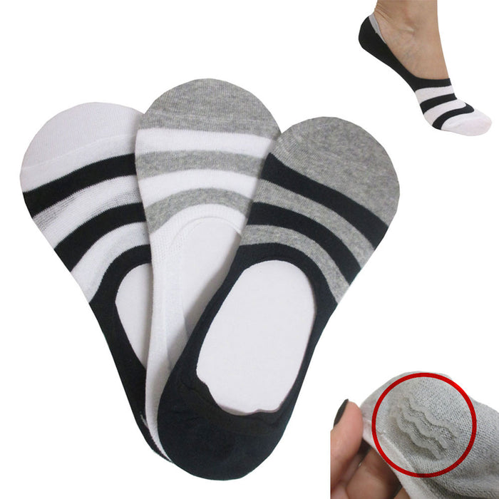 3 Pairs No Show Liner Socks Nonslip Grip Cotton Loafer Invisible Womens Men 9-11