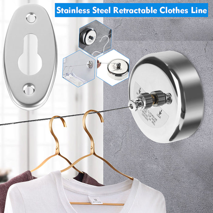 2 Retractable Clothes Line 72" Stainless Steel Hang Dry Laundry Indoor Outdoor