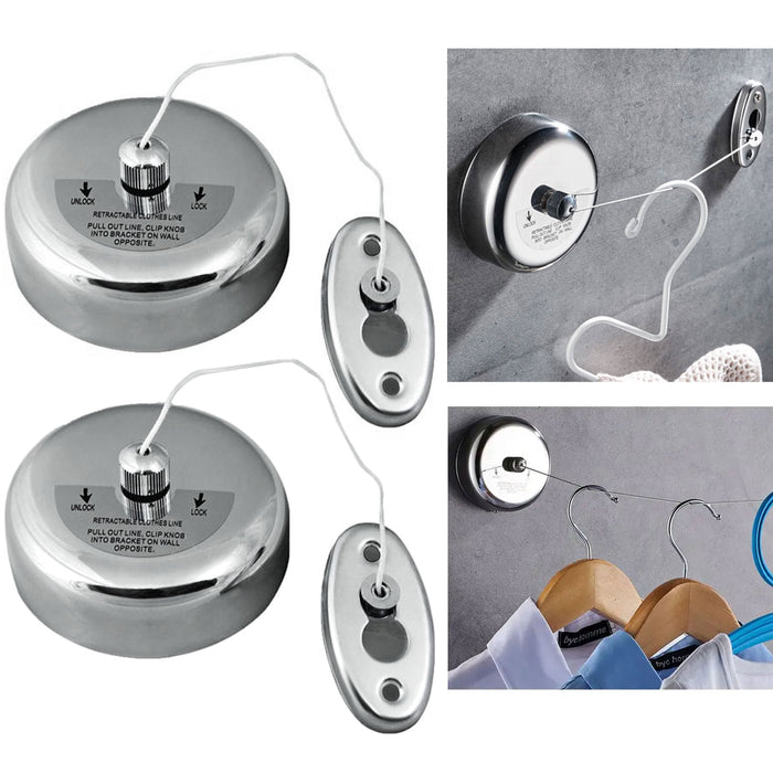 2 Retractable Clothes Line 72" Stainless Steel Hang Dry Laundry Indoor Outdoor