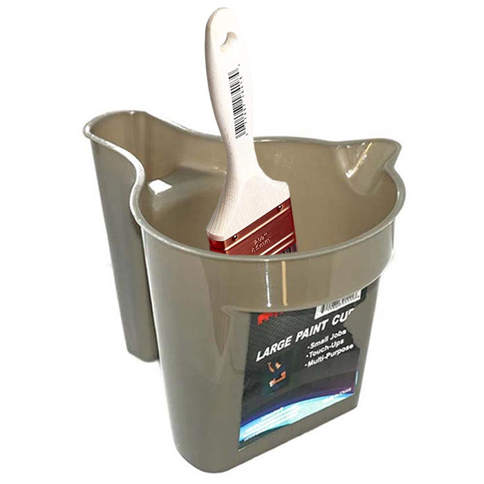 2 Plastic Mixing Cup Container Paint Brush Holder Touch Ups Trim Work Holds 16oz