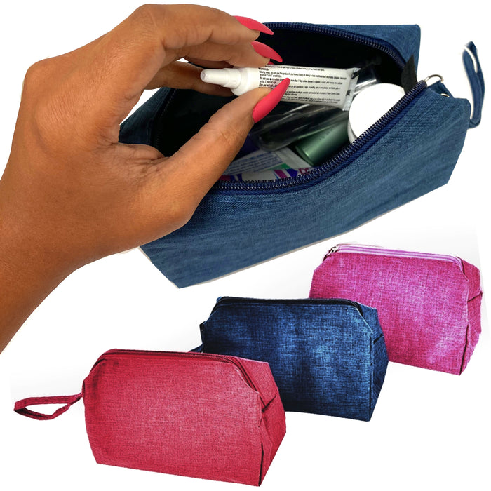 4 Compact Beauty Bag Travel Pouch Cosmetic Makeup Toiletry Zipper Case Organizer