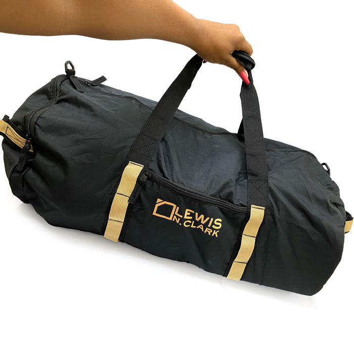 Lewis N Clark 24" Barrel Duffle Bag Self Packable Packaway Sports Gym Tote Black