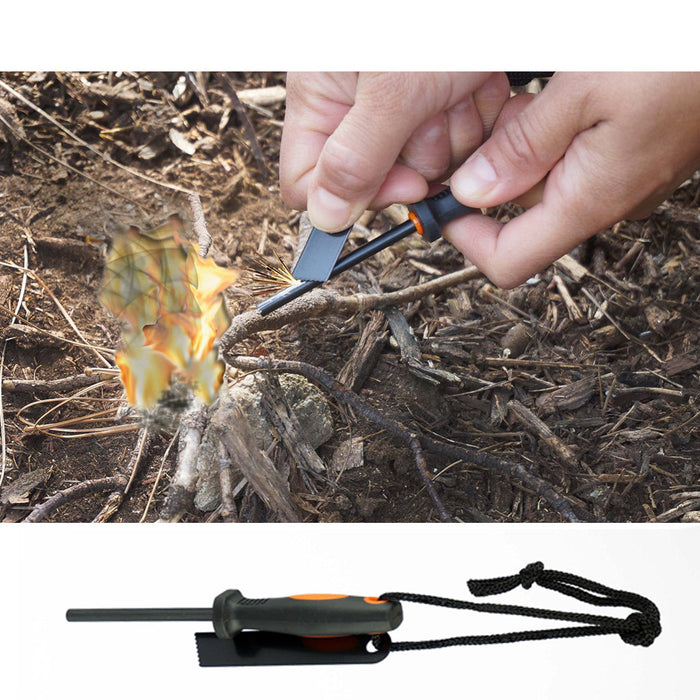 Flint Steel Striker Magnesium Rod Fire Starter Hunting Survival Kit Camping Tool
