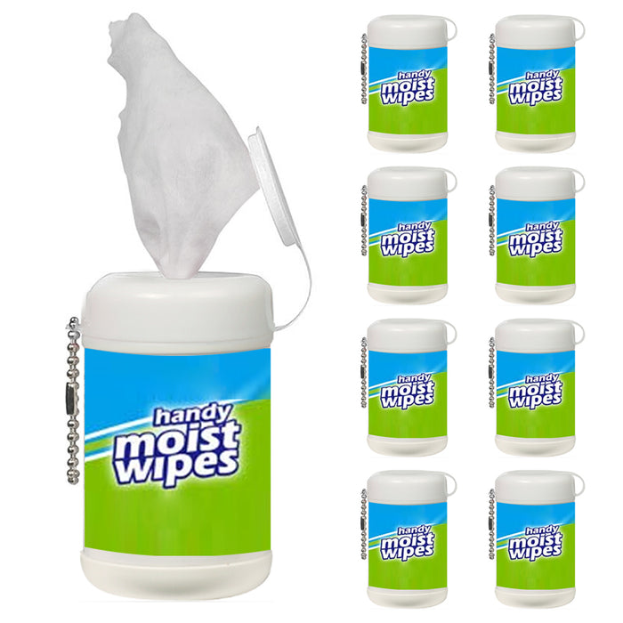8 Cans Wet Wipes Travel Mini Canister Keychain Moist Hand Sanitizer Cloths 160