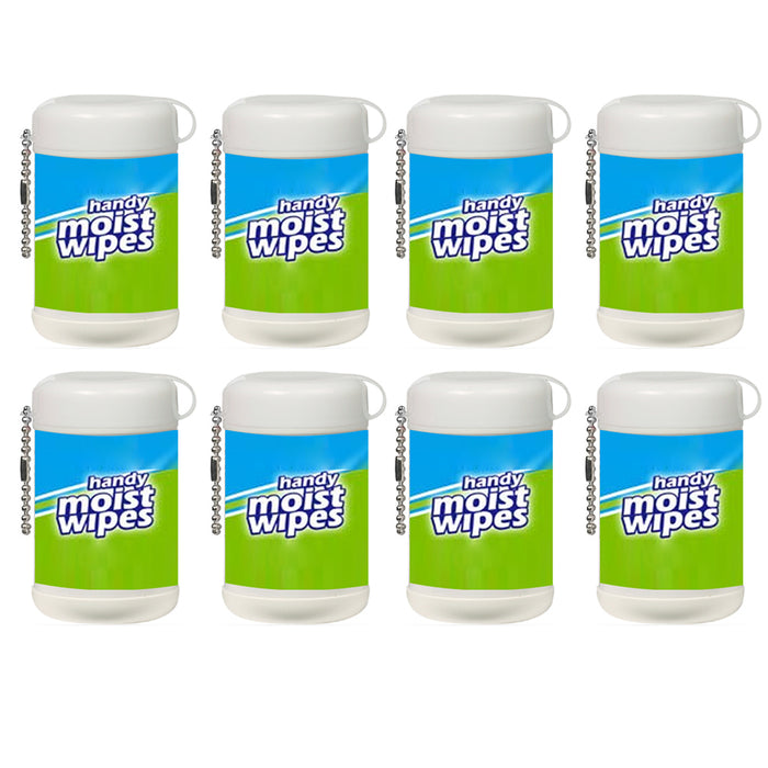 8 Cans Wet Wipes Travel Mini Canister Keychain Moist Hand Sanitizer Cloths 160