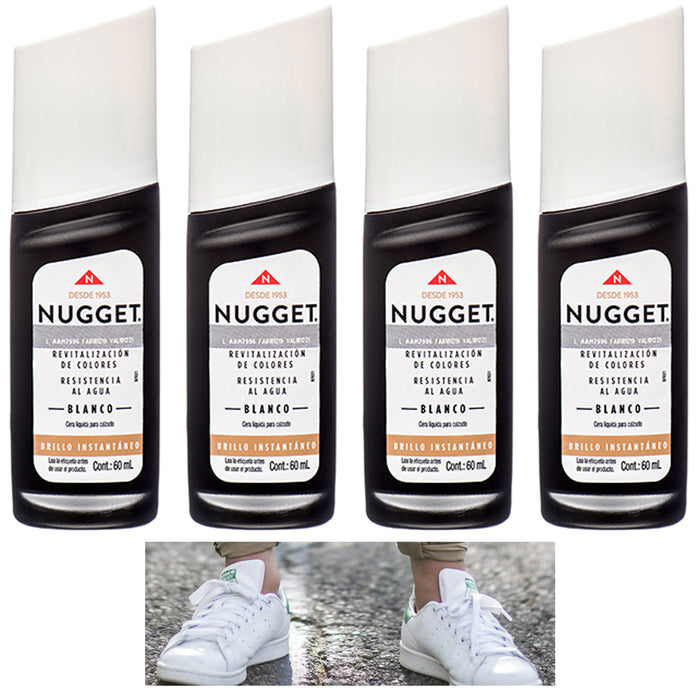 4 Pc White Liquid Shoe Polish Wax Leather Boot Clean High Gloss Shine 60ml 2oz