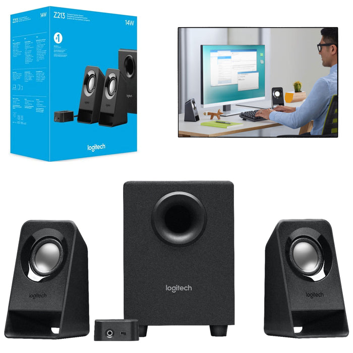 2 PACK Logitech Multimedia Speaker System Z213 2.1 Desktop Portable Speakers