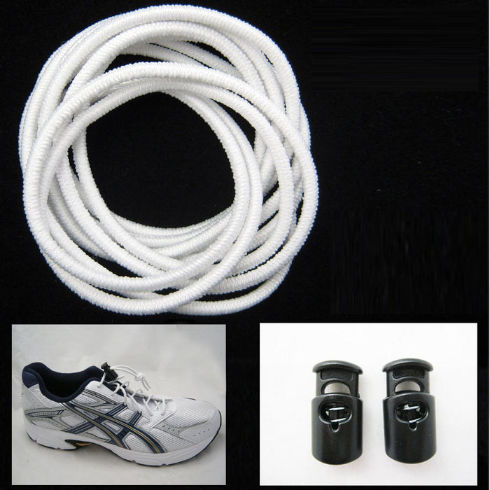 Elastic Shoe Laces Tie Fast Triathlon Marathon Running Run Shoelaces Relief Whte