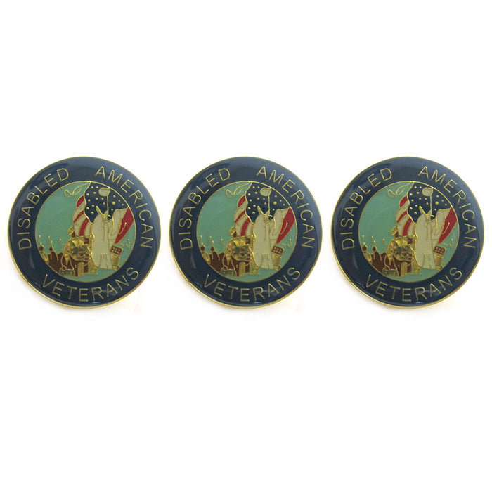 3Pc US Disabled American Veteran Lapel Pin Military Hero Veterans Hat Pin Forces