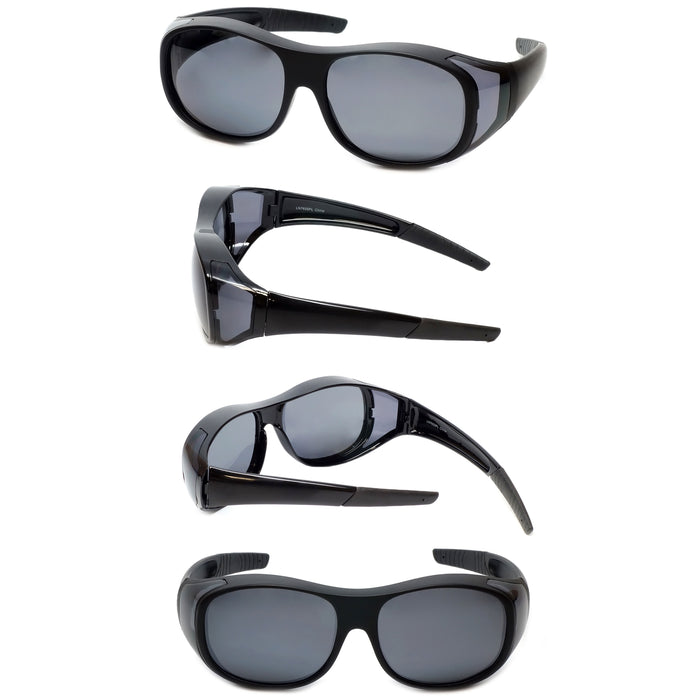 2 Extra Wide Fit Over Most Rx Glasses Cover Sunglasses Safety Driving Dark Lens