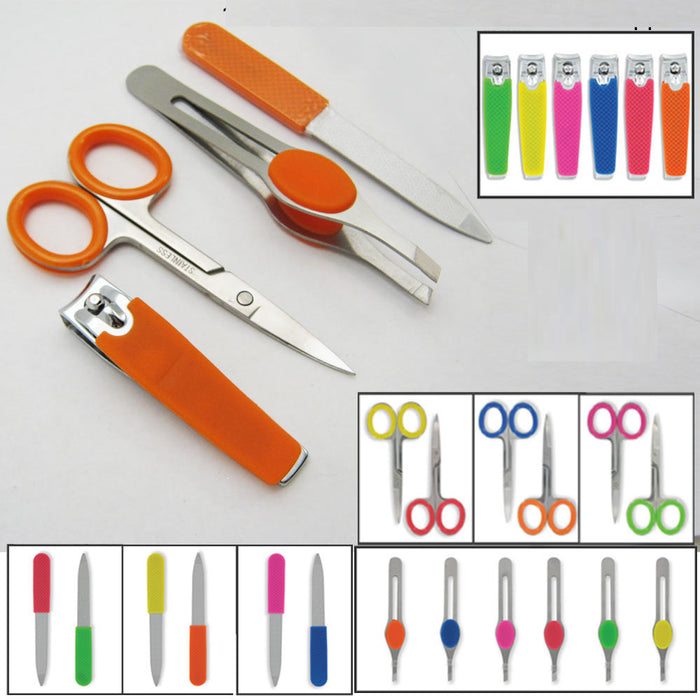 4pc Manicure Set Nail Kit File Clipper Tweezer Scissor Grooming Set Cutter Women