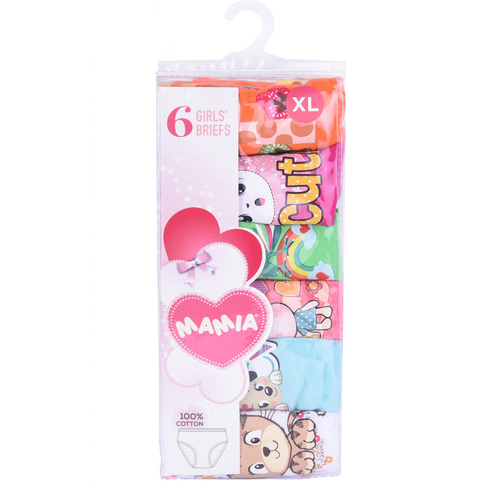 6 Pc Girls Briefs Panties 100% Cotton Underwear Cute Children Panty Kids Size M