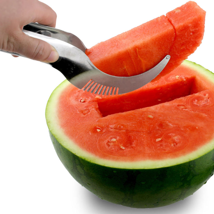 2 Watermelon Slicer Server Knife Melon Cutter Corer Scoop Stainless Steel Tool