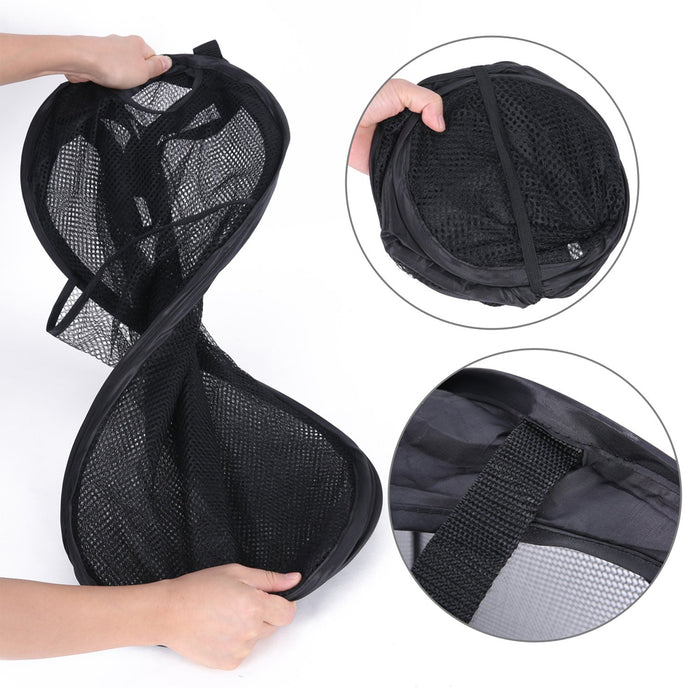 2 Pc Pop Up Folable Laundry Basket Mesh Hamper Washing Clothes Bag Storage Bin