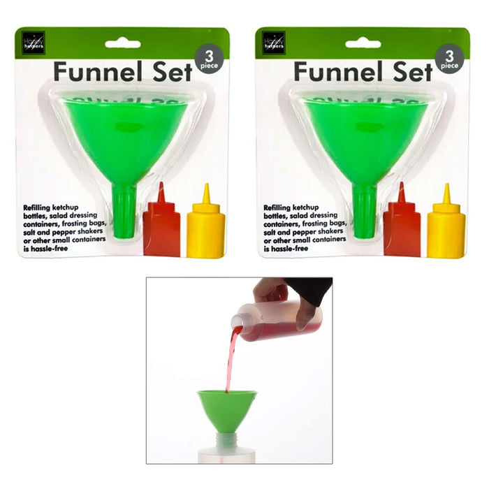 6 Pc Assorted Plastic Funnel Set Auto Home Kitchen Garden Engine Oil Water Tool