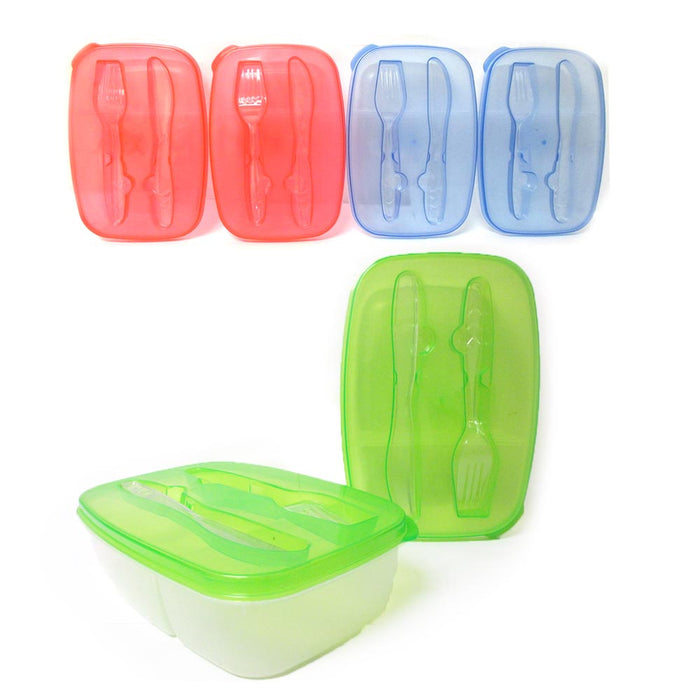 8 Pc Food Storage Container Lunch Plate Box Divided Compartment Utensil Saver