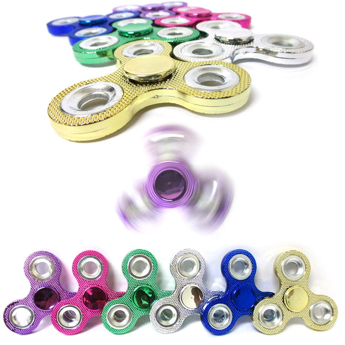 12 Fidget Finger Spinner Tri-Spinner Toy Bling Metal Ball EDC Hand Focus ADHD !