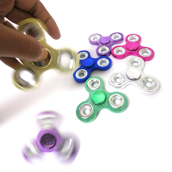 3 Gyro Finger Tri-Spinner Fidget Spinner Metallic Toy Bling EDC Hand Focus ADHD